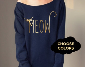 Cat Sweater Custom Off Shoulder Off Shoulder Sweater Cozy Comfy Sweater Cat Lover Sweatshirt Cats Sweatshirt Slouchy Sweatshirt Boho Sweater