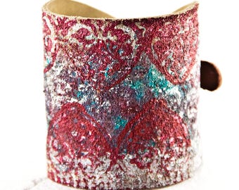 Leather Jewelry Wide Cuffs - Bijou Women's Bracelet - Gift Under 50