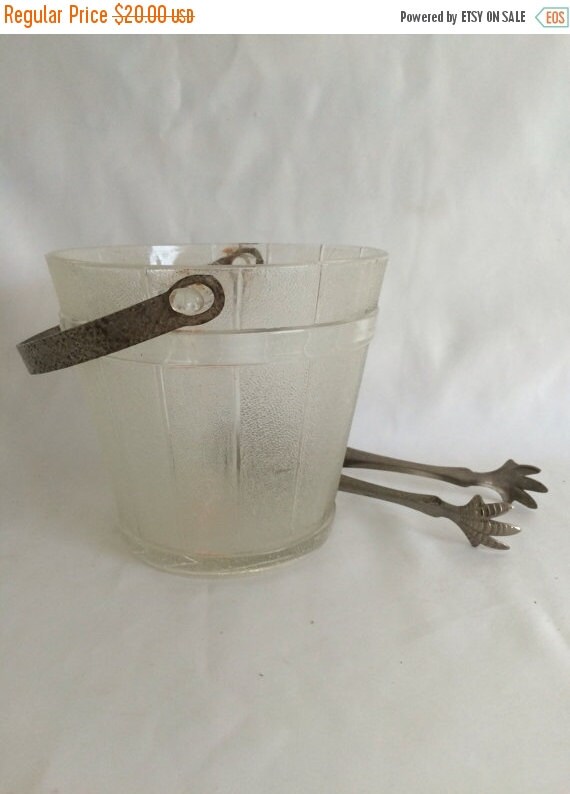Glass Barrel Ice Bucket and Hammered by ContemporaryVintage