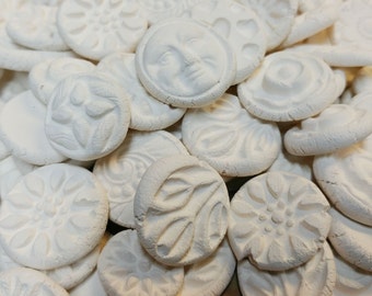 30 Ceramic mini TILES - Mixed designs - BISQUE - Unpainted - Paint your own - Great for MOSAICS, magnets, jewelry designs, and more