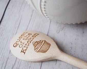 Personalised wooden Spoons ~ Queen of the Kitchen ~ Cake baking gift ~ Goozeberry Hill