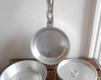 Vintage Boy Scout Aluminum Camping Cookware Set 4 Piece Cookware Set 70's Era