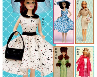 11 1/2 inch Fashion Doll Clothes Pattern, Retro Fashion Doll Clothes Pattern, McCall's Sewing Pattern 7550