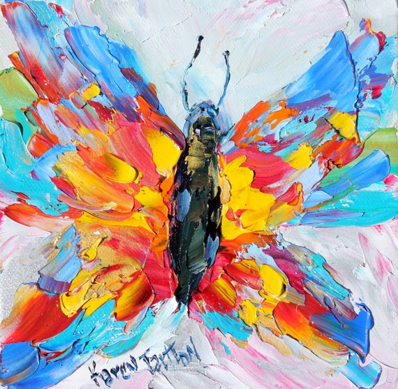 Butterfly painting original oil 6x6 palette knife