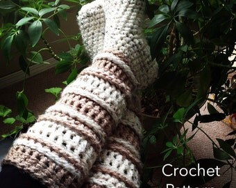 CROCHET PATTERN Slipper Socks / Crochet Slipper Boots / Reading Socks / Knee High Socks / PDF / Made in Canada