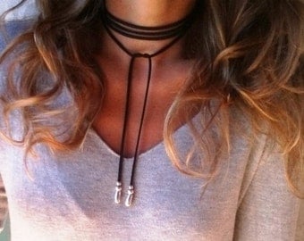 wrap necklace, leather choker necklace, beaded choker necklace, choker necklace with charm, bohemian jewelry, bohemian necklaces, chokers