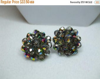 SALE 50% OFF Vintage Signed Laguna Aurora borealis RHINESTONE Bead Earrings-Beautiful