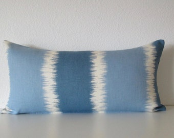 Thom Filicia Ikat Stripes Designer Lumbar Throw Pillow Cover