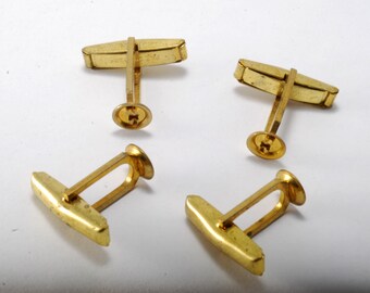 Vintage Solid Brass Replacement Cufflink Backs Lot of 4 Signed Pat.2920363 USA