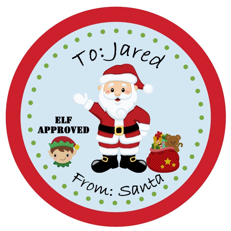 From Santa Personalized Christmas Sticker From Santa Gift Tag