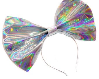 Giant Holographic Headbow ~ Silver (Made to Order)