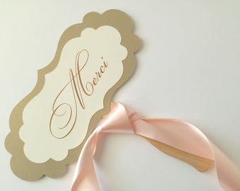 Wedding Photo Prop Wording Merci Hand Held Sign for your Wedding Photography