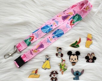 Disney Trading Pins with Disney Princesses Lanyard Starter Lot 5, 10, 15, 20, or 25 Random Pins Free Shipping