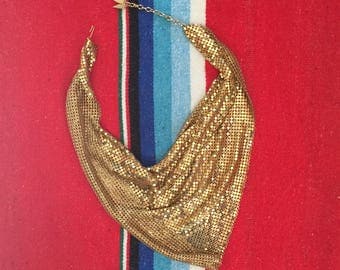 Vintage Whiting & Davis Gold Mesh Bib Necklace