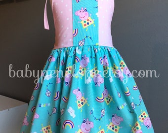 The Marilyn Dress - Peppa Pig - Peppa Birthday Dress - Peppa Outfit - Peppa Birthday - Vintage Inspired Dress for Girl
