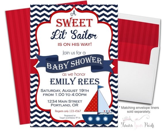 Nautical Baby Shower Invitation - Nautical Baby Shower Invite - Nautical Invitations - Nautical Invite - Nautical Sailboat - Boy Baby Shower Il_570xn