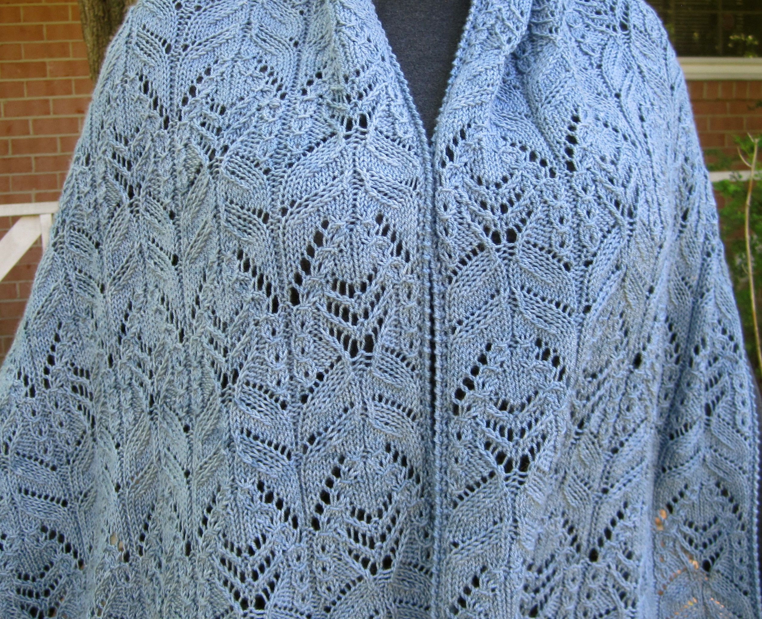Knit Shawl Pattern Tamura Mock Cable and Lace Shawl Knitting