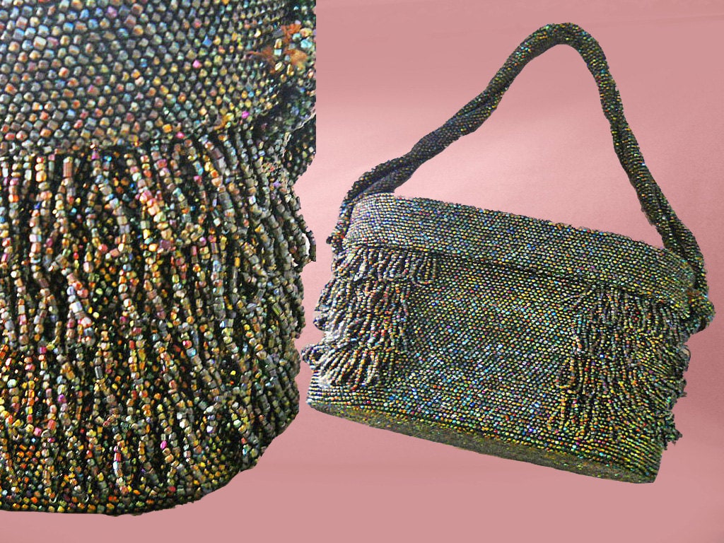 40s Box Purse Beaded Box Purse Vintage Evening Bag with
