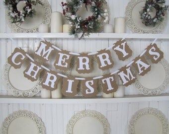 MERRY CHRISTMAS Banner, Farmhouse Christmas, Christmas Sign, Christmas Decoration, Merry Christmas Sign