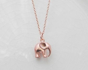 Rose Gold Necklace - Dainty Rose Gold Necklace - Tiny Elephant Necklace - Rose Gold Elephant Neckalce - Gift Idea - Black Friday Etsy