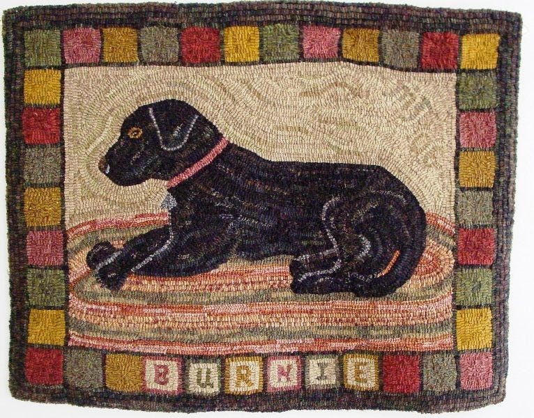 Rug Hooking PATTERN, Burnie the Labrador, 24 x 32, J630, Hooked Dog Rug, Black Dog Rug