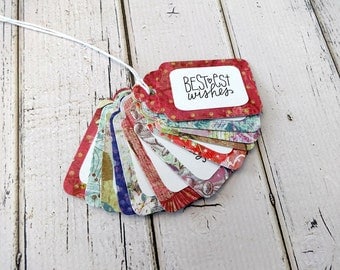 Gift Tags, Gift Tag Set, Assorted Tags, Paper Tags, Party Tags, Hang Tags, Set of 12 Tags, 12 Medium Tags, Birthday Tags, Bestest Wishes