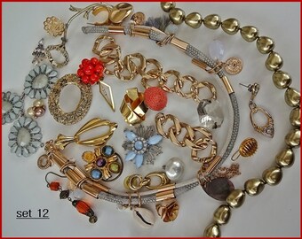 Repurposed jewelry supplies Found Objects For Assemblage Jewelry Mixed Jewellery Lot,Destash, Jewelry Supplies, Assemblage Supplies, Set 12