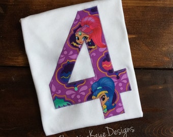 Custom name and number Shimmer and Shine birthday shirt