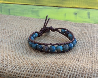 Single leather wrap bracelet, Boho Style Bracelet