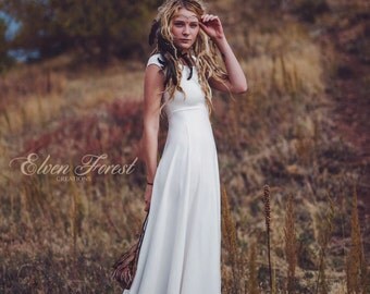 Simply Bohemian ~ Wedding Dress ~ Elven Forest, Bride, Gypsy, Faery, Boho Dress, Ivory, White Love