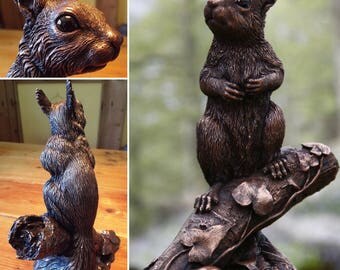 Copper Red Squirrel kitten sculpture, limited edition, British wildlife art, squirrel model, realistic squirrel, UK made, conservation art