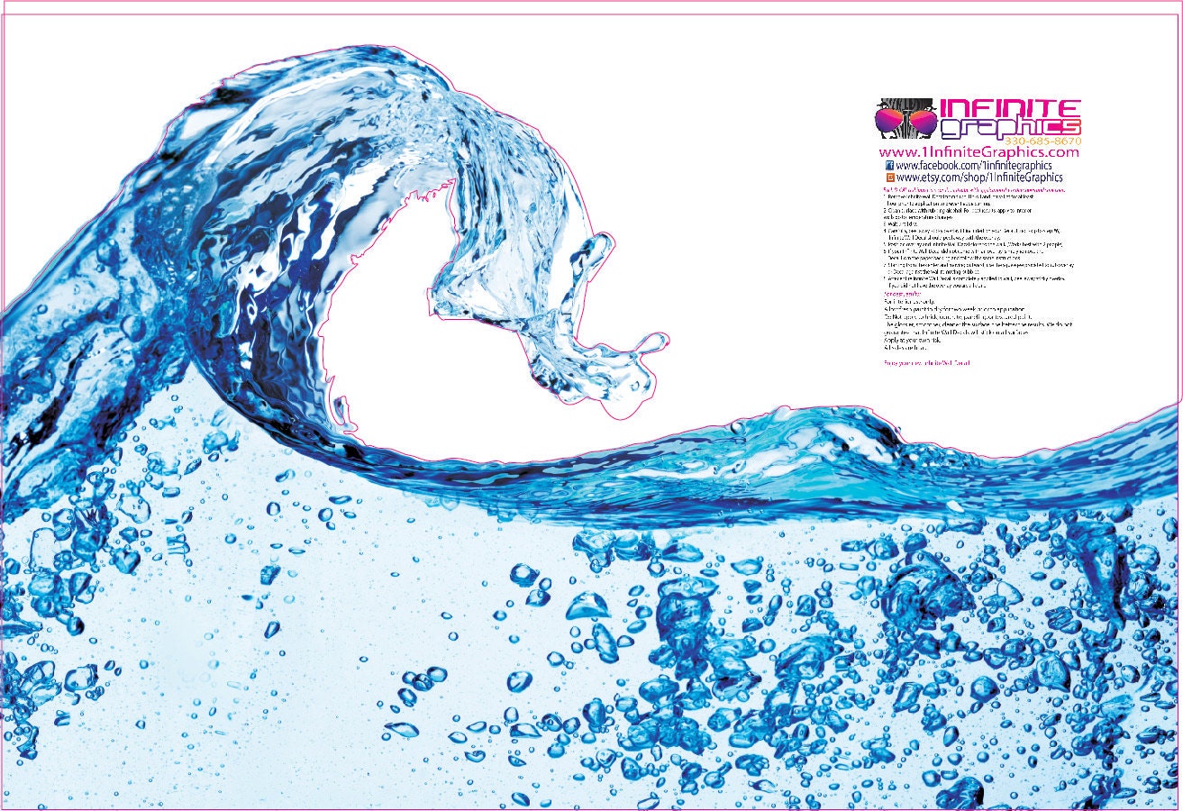 Water Splash Wall Decal Blue Water Wall Mural Vinyl Wall