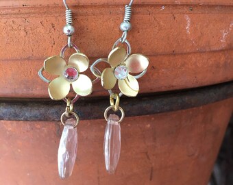 Vintage Inspired Crystal Flower Garden Dangle Earrings 2023