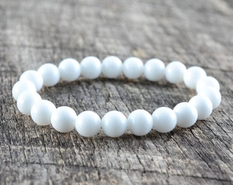 White Onyx Bracelet, Gemstone Bracelet, Womens Bead Bracelet, Mens Bracelet, Yoga Bracelet, Healing Stone Bracelet, Bead Jewelry, Gifts