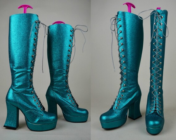 teal knee boots
