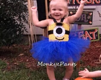 Minion Tutu Dress - Girl Minion Costume - Blue and Yellow Tutu Dress