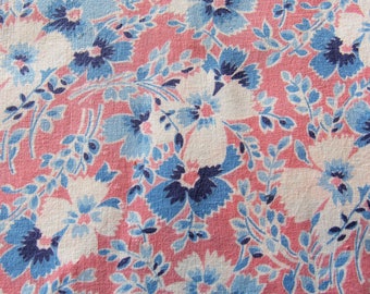vintage FULL feed sack fabric -- pink and blue floral print