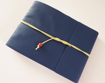 Blue Leather Art Sketchbook, Wrap Artist Journal, Landscape Sketchbook Journal, Leather Art Journal, Hand bound Leather Sketchbook