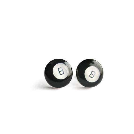 Billiard ball post earrings Surgical steel stud Sport