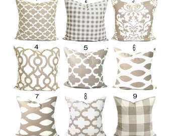 Pillow Cover.Decorative Pillow Cover, Tan Pillow. Throw Pillow, Neutral Pillow, Accent Pillow, Cushion Cover, Taupe, Ecru.All Sizes, Sham
