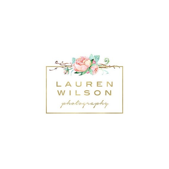 Photography Logo and Watermark Premade Watercolor Floral