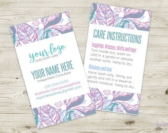 Botanical Business Card with Fabric Care Instructions | DIGITAL and Custom!