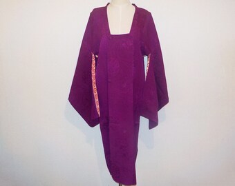 Antique michiyuki -Dahlia purple, Japanese hand-ball and old spool, Prewar