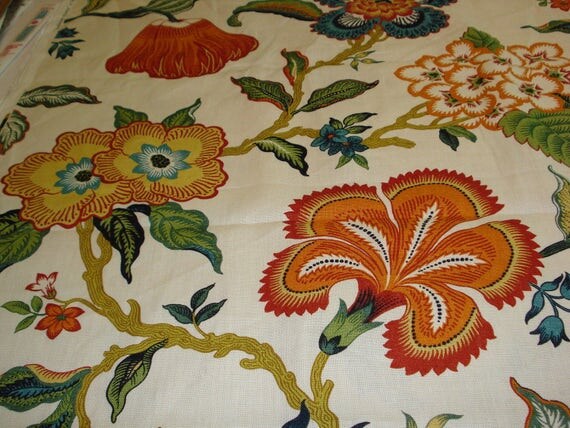 SCHUMACHER EXOTIC JACOBEAN Tree Of Life Linen Fabric 10 Yards