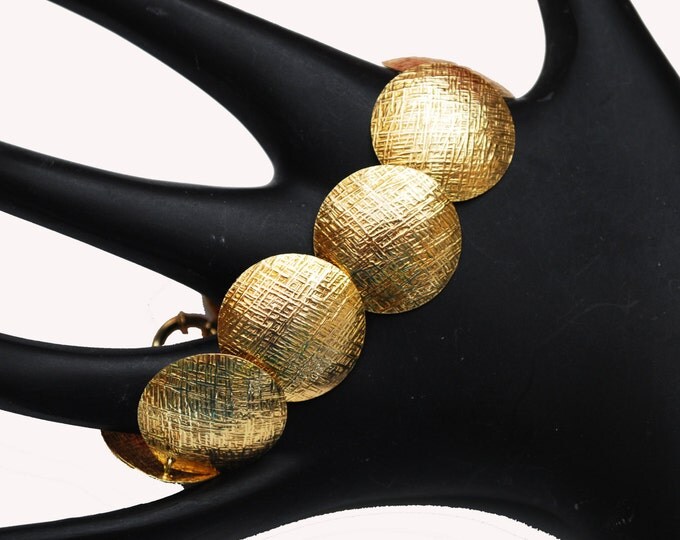 Gold disk Necklace Bracelet set - Brushed golden round Links - collar necklace