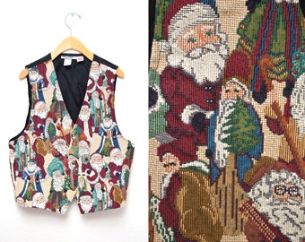 90s Santa Clause Woven Vest Ugly Christmas Unisex Medium