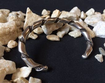 Vintage Navajo Silver Cuff • Sterling • Twist Wire Bracelet • Handmade in New Mexico