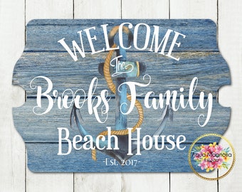 Custom House Sign - Personalized - Beach House Sign - Lake House Sign - Cottage - Farm House - Home Decor - Anchor - Rustic Wood