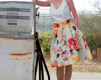 Flower skirt 60s / pleated / pockets. 01017