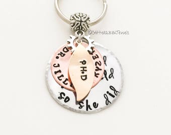 Graduation Keychain Inspirational Message Name Degree Personalised Gift Doctor Doctorate MD PhD RN PA Nurse Practitioner lpn Best Friend